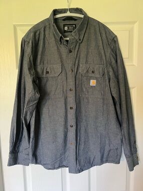 Carhartt Blue Chambray Button-Up Work Shirt